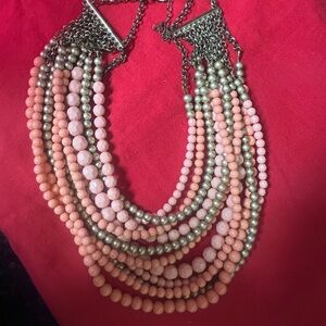 Stella & Dot Pink and Green Beaded Necklace
